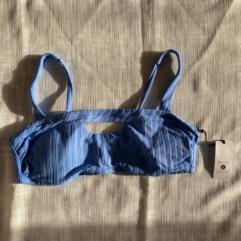 Shade & Shore Textured Blue Bikini Top